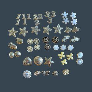 Button Assortment Gold White Mix Plastic Shank and Sew Through Mixed Lot of 50